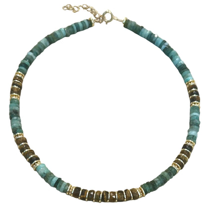 Greta Emerald & Tiger Eye Necklace