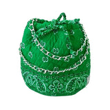 Bottega Green Bandana Bucket Bag