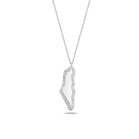 Nessa Small Pave Full Israel Map Necklace