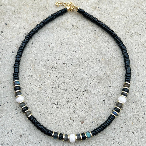 Ora Black Onyx Beaded Necklace