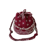 Burgundy Bandana Mini Bucket Bag