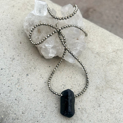 Long Black Tourmaline Kryptonite Necklace