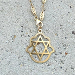 Magen David in Hamsa Vintage Style Filigree Chain Necklace