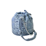 Grey Blue Bandana Mini Bucket Bag