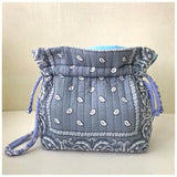 2 Tones Grey/Blue Bandana Trapeze Bag