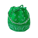 Bottega Green Bandana Bucket Bag