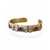 Round Amethyst Moonstone Mosaic Cuff