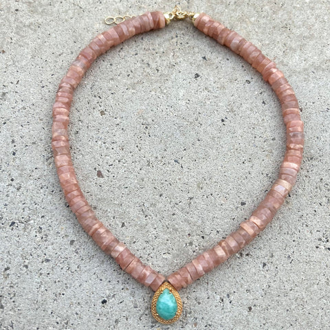 Alexis Peach Moonstone & Amazonite Necklace