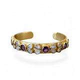 Round Amethyst Moonstone Mosaic Cuff