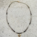 Smokey Quartz Grey Diamonds Hamsa Necklace