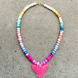 Opals & Pink Chalcedony Falcon Necklace
