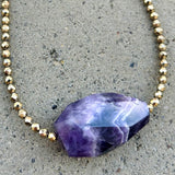 Long Amethyst Kryptonite Necklace