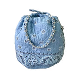Medium Blue Bandana Bucket Bag
