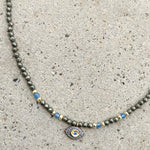 Pyrite Grey Diamonds Eye Necklace