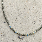 Pyrite Grey Diamonds Eye Necklace
