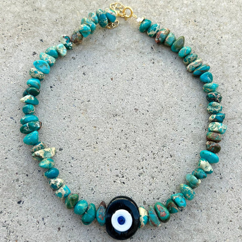 Biggie Black Aqua Howlite Nuggets Necklace