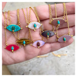 Cluster Moonstone Eye Turquoise Gem Eye Necklace