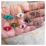 Cluster Moonstone Eye Turquoise Gem Eye Necklace