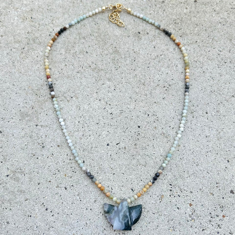 Mini Moss Agate Thunderbird Necklace