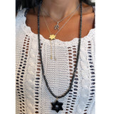 Large Black Onyx Hai on Heishi Long Necklace