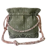 2 Tones Beige/Olive Green Bandana Trapeze Bag