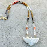 Moonstone Larger Phoenix Grey Orange Mix Necklace