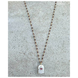 Moonstone Garnet Hamsa Garnet Necklace