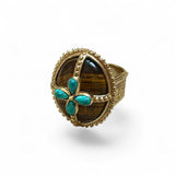 King Henry Tiger Eye Turquoise Ring