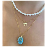 Small Carved Hamsa Chain Necklace