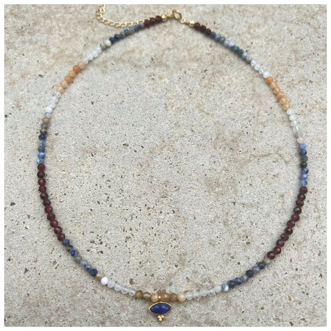 Oval Bindi Lapis Drop Blue Mix2 Necklace