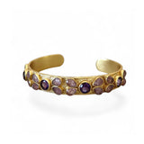 Round Amethyst Strawberry Quartz Mosaic Cuff