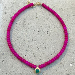 Hot Pink Jade & Green Onyx Liv Necklace