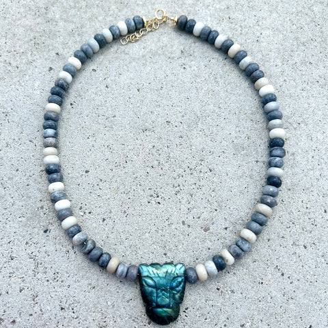 Bagheera Labradorite Grey Jasper Necklace