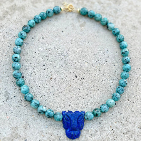 Bagheera Jasper Lapis Necklace