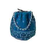 2 Tones Blue & Teal Bandana Bucket Bag