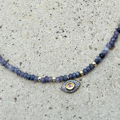 Dumortierite Grey Diamonds Eye Necklace