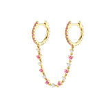 Hook Me Up Pave Double Hoops Floating Chain Earring