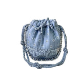Grey Blue Bandana Mini Bucket Bag