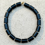Black Agate Cylinders Necklace