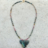 Labradorite & Tourmaline Falcon Necklace