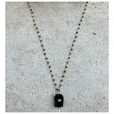 Black Onyx Turquoise Hamsa Black Onyx Necklace