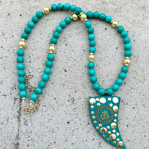 Prabhujee Turquoise Om Necklace