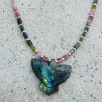 Labradorite & Tourmaline Falcon Necklace