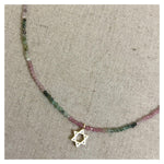 Mini Pave Star of David Assorted Tourmalines Necklace