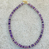 Collar de cuentas a rayas de amatista surtidas