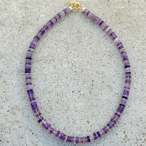Collar de cuentas a rayas de amatista surtidas