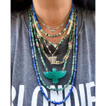 Long Lapis Heishi Beaded Necklace