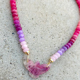 Purple Fluorite & Jade Mix OOAK  Phoenix Necklace