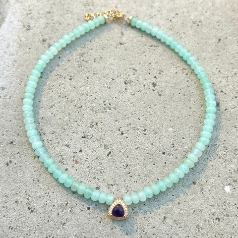 Aqua Jade & Amethyst Liv Necklace