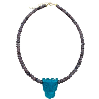 Bagheera Blue Onyx Grey Jade Necklace